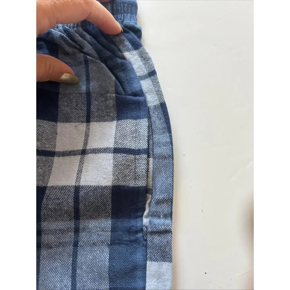 Leisure Boys Navy Tee Plaid Lounge Pajama Set 2pc Size M US